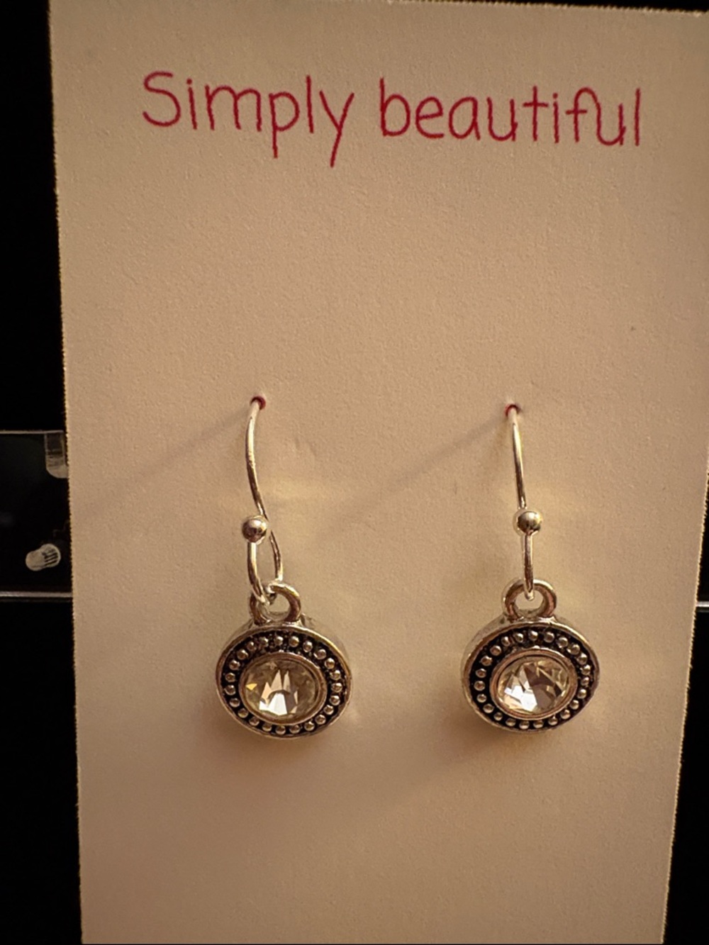 Simply Beautiful Silver Plated Crystal Circle Drop Earrings
